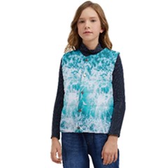 Tropical Blue Ocean Wave Kid s Short Button Up Puffer Vest	 by Jack14