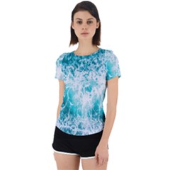 Tropical Blue Ocean Wave Back Cut Out Sport Tee by Jack14