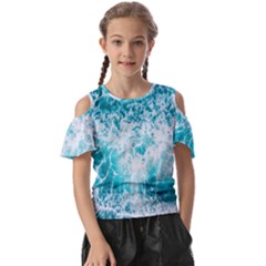 Tropical Blue Ocean Wave Kids  Butterfly Cutout Tee by Jack14