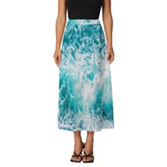 Tropical Blue Ocean Wave Classic Midi Chiffon Skirt