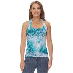 Tropical Blue Ocean Wave Basic Halter Top by Jack14