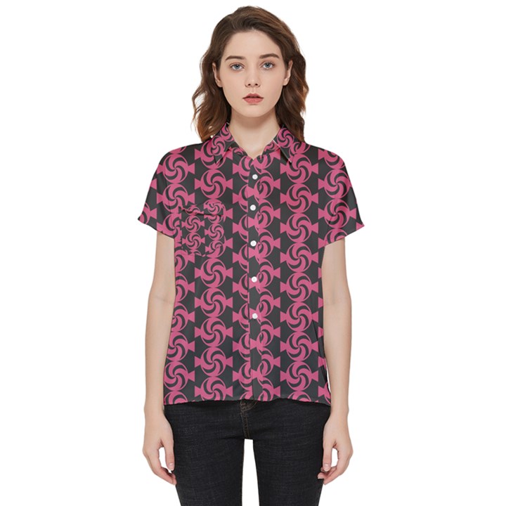 Candy Illustration Pattern Short Sleeve Pocket Shirt