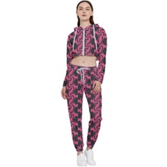 Candy Illustration Pattern Cropped Zip Up Lounge Set by GardenOfOphir