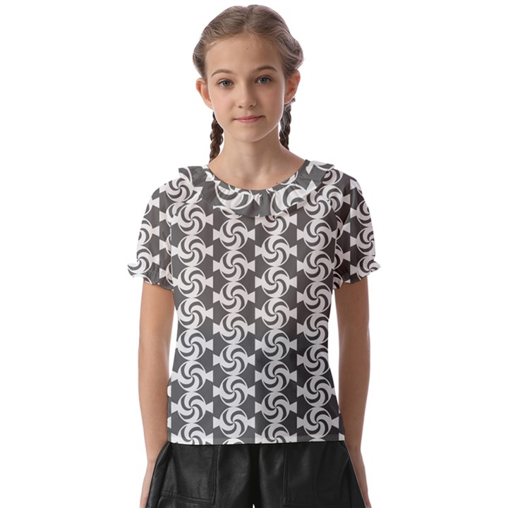 Candy Illustration Pattern Kids  Frill Chiffon Blouse