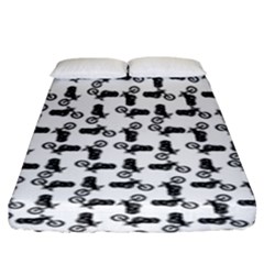 Chooper Motorcycle Drawing Motif Pattern Fitted Sheet (king Size) by dflcprintsclothing