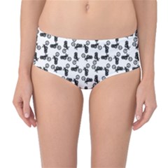 Chooper Motorcycle Drawing Motif Pattern Mid-waist Bikini Bottoms