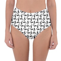 Chooper Motorcycle Drawing Motif Pattern Reversible High-waist Bikini Bottoms by dflcprintsclothing