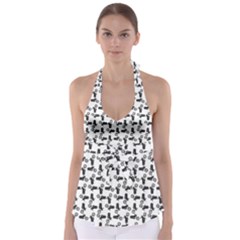 Chooper Motorcycle Drawing Motif Pattern Babydoll Tankini Top by dflcprintsclothing