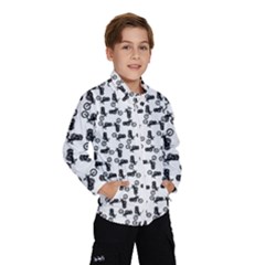 Chooper Motorcycle Drawing Motif Pattern Kids  Windbreaker by dflcprintsclothing