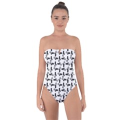 Chooper Motorcycle Drawing Motif Pattern Tie Back One Piece Swimsuit by dflcprintsclothing