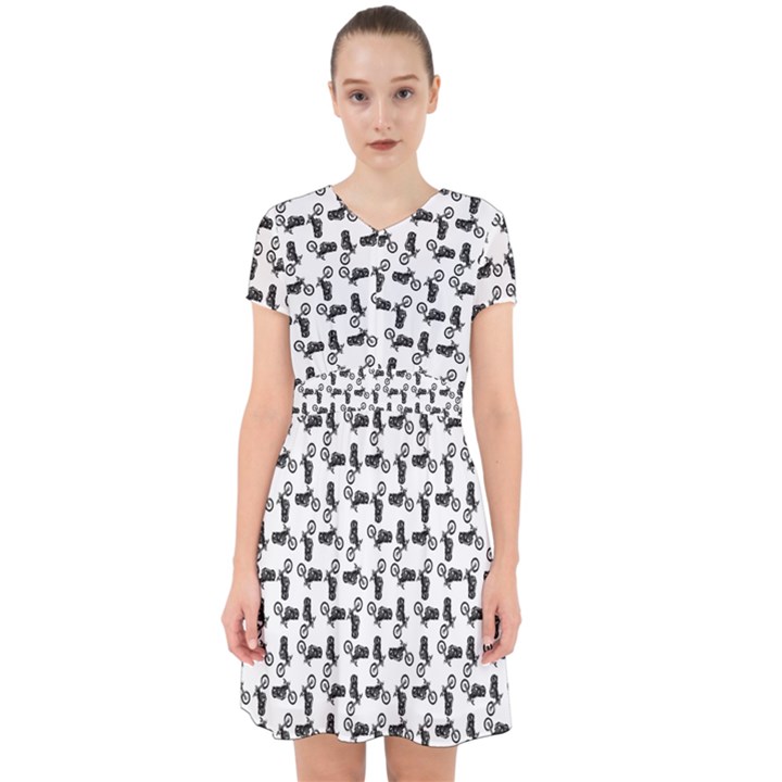 Chooper Motorcycle Drawing Motif Pattern Adorable in Chiffon Dress