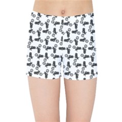 Chooper Motorcycle Drawing Motif Pattern Kids  Sports Shorts by dflcprintsclothing