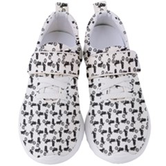 Chooper Motorcycle Drawing Motif Pattern Women s Velcro Strap Shoes