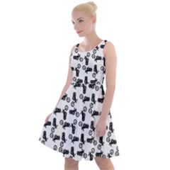 Chooper Motorcycle Drawing Motif Pattern Knee Length Skater Dress by dflcprintsclothing