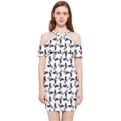 Chooper Motorcycle Drawing Motif Pattern Shoulder Frill Bodycon Summer Dress by dflcprintsclothing