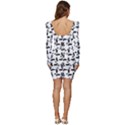 Chooper Motorcycle Drawing Motif Pattern Women Long Sleeve Ruched Stretch Jersey Dress View4