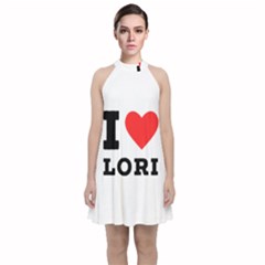 I Love Lori Velvet Halter Neckline Dress  by ilovewhateva