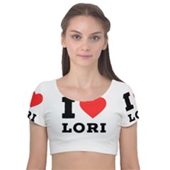 I Love Lori Velvet Short Sleeve Crop Top  by ilovewhateva