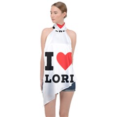 I Love Lori Halter Asymmetric Satin Top by ilovewhateva