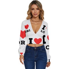 I Love Lori Long Sleeve Deep-v Velour Top by ilovewhateva