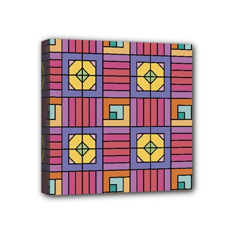 Pattern Geometric Colorful Lines Shapes Mini Canvas 4  X 4  (stretched)