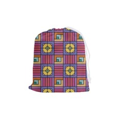 Pattern Geometric Colorful Lines Shapes Drawstring Pouch (medium)