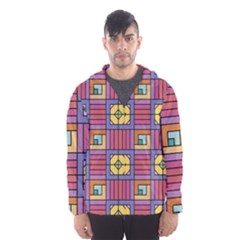 Pattern Geometric Colorful Lines Shapes Men s Hooded Windbreaker