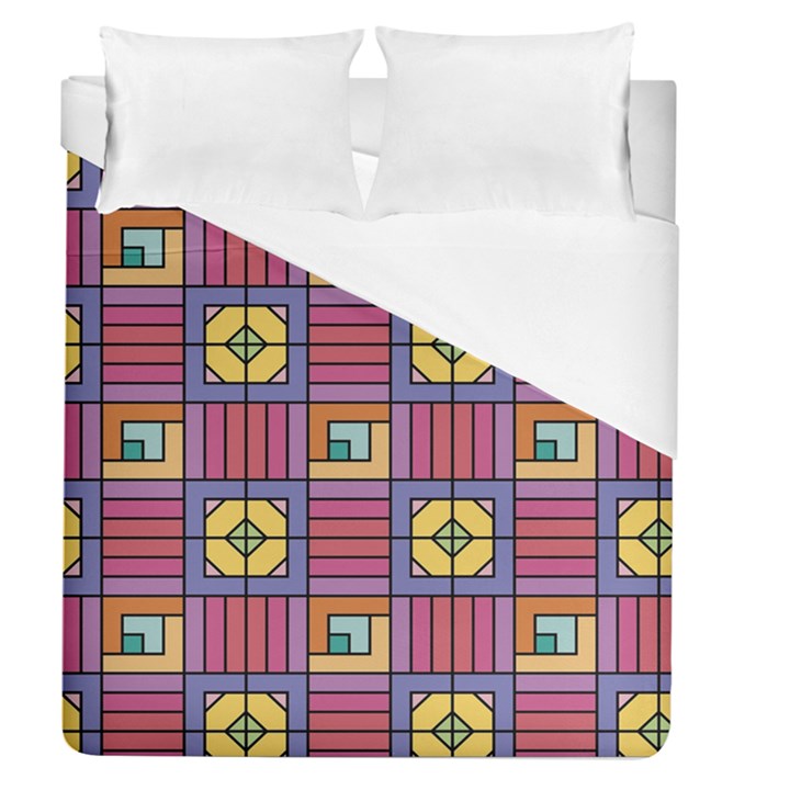 Pattern Geometric Colorful Lines Shapes Duvet Cover (Queen Size)