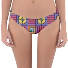 Pattern Geometric Colorful Lines Shapes Reversible Hipster Bikini Bottoms