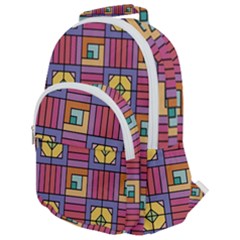 Pattern Geometric Colorful Lines Shapes Rounded Multi Pocket Backpack