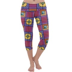 Pattern Geometric Colorful Lines Shapes Capri Yoga Leggings