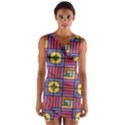 Pattern Geometric Colorful Lines Shapes Wrap Front Bodycon Dress View1