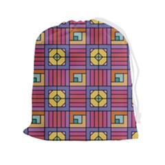 Pattern Geometric Colorful Lines Shapes Drawstring Pouch (2xl)