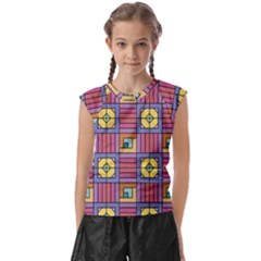 Pattern Geometric Colorful Lines Shapes Kids  Raglan Cap Sleeve Tee