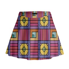 Pattern Geometric Colorful Lines Shapes Mini Flare Skirt