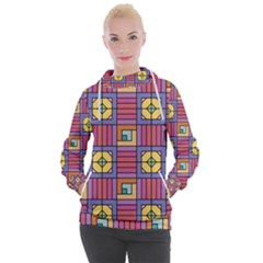 Pattern Geometric Colorful Lines Shapes Women s Hooded Pullover