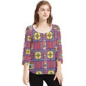 Pattern Geometric Colorful Lines Shapes Chiffon Quarter Sleeve Blouse View1