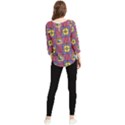 Pattern Geometric Colorful Lines Shapes Chiffon Quarter Sleeve Blouse View2