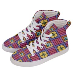 Pattern Geometric Colorful Lines Shapes Women s Hi-top Skate Sneakers by Jancukart