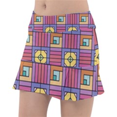 Pattern Geometric Colorful Lines Shapes Classic Tennis Skirt