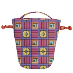 Pattern Geometric Colorful Lines Shapes Drawstring Bucket Bag