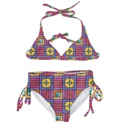 Pattern Geometric Colorful Lines Shapes Kids  Classic Bikini Set