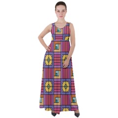 Pattern Geometric Colorful Lines Shapes Empire Waist Velour Maxi Dress