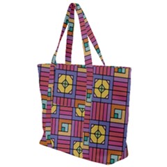 Pattern Geometric Colorful Lines Shapes Zip Up Canvas Bag