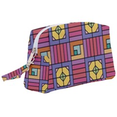 Pattern Geometric Colorful Lines Shapes Wristlet Pouch Bag (large)