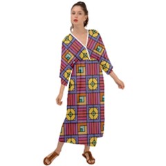 Pattern Geometric Colorful Lines Shapes Grecian Style  Maxi Dress