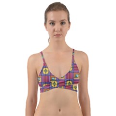 Pattern Geometric Colorful Lines Shapes Wrap Around Bikini Top