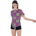 Pattern Geometric Colorful Lines Shapes Asymmetrical Short Sleeve Sports Tee View1