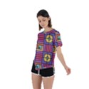 Pattern Geometric Colorful Lines Shapes Asymmetrical Short Sleeve Sports Tee View2