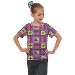 Pattern Geometric Colorful Lines Shapes Kids  Mesh Piece Tee